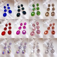 1 Par De Pendientes Colgantes Redondos De Aleación Con Incrustaciones De Diamantes De Imitación Para Mujer main image 6