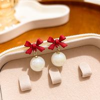 1 Pair Cute Bear Heart Shape Bow Knot Alloy Women's Earrings main image 5