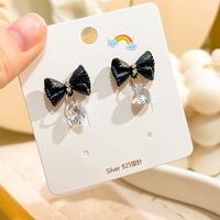 1 Pair Cute Bear Heart Shape Bow Knot Alloy Women's Earrings sku image 3