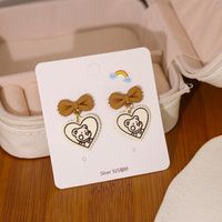 1 Pair Cute Bear Heart Shape Bow Knot Alloy Women's Earrings sku image 16