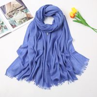 Women's Fashion Solid Color Cotton Tassel Cotton Linen Scarves sku image 6