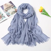 Women's Fashion Solid Color Cotton Tassel Cotton Linen Scarves sku image 7