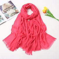 Women's Fashion Solid Color Cotton Tassel Cotton Linen Scarves sku image 10
