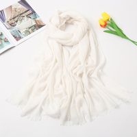Women's Fashion Solid Color Cotton Tassel Cotton Linen Scarves sku image 8