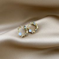 1 Paire Style Simple Rond Alliage Incruster Diamant Artificiel Femmes Des Boucles D'oreilles main image 4