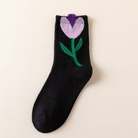 Frau Mode Blume Nylon Baumwolle Crew Socken Ein Paar sku image 4