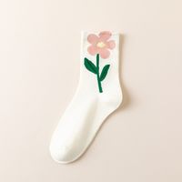 Frau Mode Blume Nylon Baumwolle Crew Socken Ein Paar sku image 2