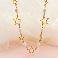 Fashion Star Stainless Steel Plating Chain Necklace 1 Piece sku image 1
