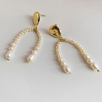 Retro Geometric Pearl Beaded Drop Earrings 1 Pair main image 3