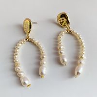 Retro Geometric Pearl Beaded Drop Earrings 1 Pair main image 1
