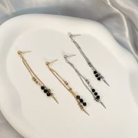 Fashion Geometric Stainless Steel Tassel Crystal Earrings 1 Pair main image 3