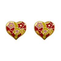 Retro Heart Shape Flower Stainless Steel Ear Studs 1 Pair main image 4