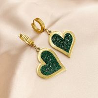 Fashion Heart Shape Stainless Steel Inlay Zircon Drop Earrings 1 Pair sku image 1