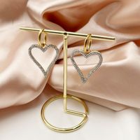 Fashion Heart Shape Stainless Steel Plating Zircon Drop Earrings 1 Pair sku image 2