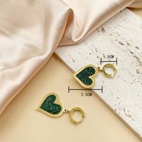 Fashion Heart Shape Stainless Steel Inlay Zircon Drop Earrings 1 Pair main image 4