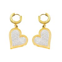Fashion Heart Shape Stainless Steel Inlay Zircon Drop Earrings 1 Pair main image 3