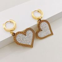 Fashion Heart Shape Stainless Steel Inlay Zircon Drop Earrings 1 Pair main image 5