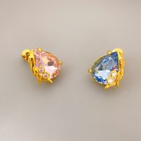 Fashion Water Droplets Copper Inlay Artificial Gemstones Ear Studs 1 Pair main image 1