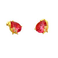 Fashion Water Droplets Copper Inlay Artificial Gemstones Ear Studs 1 Pair main image 4
