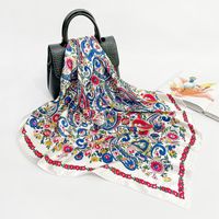 Women's Retro Flower Polyester Printing Silk Scarves sku image 4