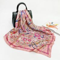 Women's Retro Flower Polyester Printing Silk Scarves sku image 1