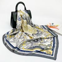 Women's Retro Flower Polyester Printing Silk Scarves sku image 13