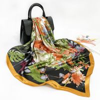 Women's Retro Flower Polyester Printing Silk Scarves sku image 5