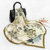 Women's Retro Flower Polyester Printing Silk Scarves sku image 33