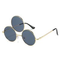 Fashion Solid Color Pc Round Frame Patchwork Full Frame Men's Sunglasses sku image 1