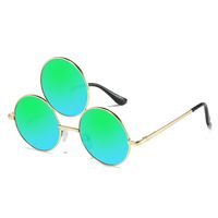 Fashion Solid Color Pc Round Frame Patchwork Full Frame Men's Sunglasses main image 3