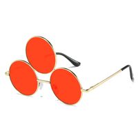 Fashion Solid Color Pc Round Frame Patchwork Full Frame Men's Sunglasses main image 4