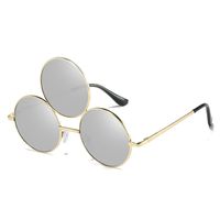 Fashion Solid Color Pc Round Frame Patchwork Full Frame Men's Sunglasses main image 2