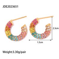 1 Pair Simple Style C Shape Inlay Stainless Steel Rhinestones 18k Gold Plated Ear Studs main image 2