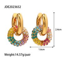 1 Pair Simple Style Geometric Inlay Stainless Steel Rhinestones 18k Gold Plated Drop Earrings sku image 1