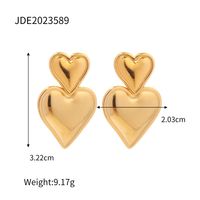 Simple Style Heart Shape Stainless Steel Plating Drop Earrings 1 Pair main image 2