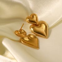 Simple Style Heart Shape Stainless Steel Plating Drop Earrings 1 Pair main image 1