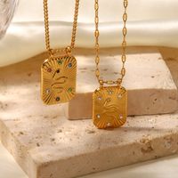 Retro Snake Stainless Steel Plating Zircon Pendant Necklace 1 Piece main image 2