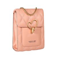 Femmes Faux Cuir Forme De Cœur Couleur Unie Mode Carré Boucle Téléphone Portefeuille Sac Bandoulière Sac À Chaîne main image 3