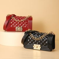 Women's Small Pvc Solid Color Fashion Square Lock Clasp Shoulder Bag Crossbody Bag main image 1