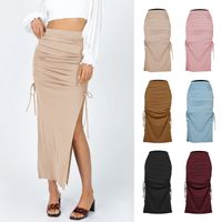 L'été Sexy Couleur Unie Spandex Maxi Longue Robe Jupes main image 5