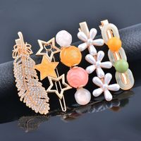 Sweet Star Flower Alloy Plating Artificial Pearls Zircon Hair Clip 5 Piece Set main image 1