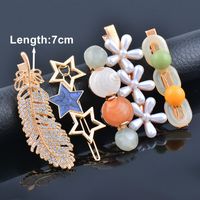 Sweet Star Flower Alloy Plating Artificial Pearls Zircon Hair Clip 5 Piece Set main image 2