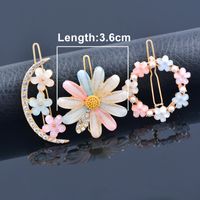 Fashion Flower Alloy Plating Artificial Rhinestones Artificial Pearls Hair Clip 3 Piece Set sku image 5