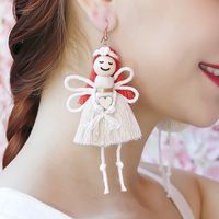 1 Pair Simple Style Cartoon Character Cotton Rope Patchwork Women's Drop Earrings main image 4