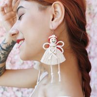 1 Pair Simple Style Cartoon Character Cotton Rope Patchwork Women's Drop Earrings main image 2