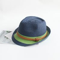 Children Unisex Fashion Color Block Crimping Straw Hat sku image 7
