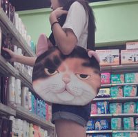 Women's Large Spring&summer Polyester Cat Cute Oval Zipper Shoulder Bag sku image 7