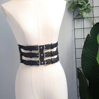 Mode Géométrique Faux Cuir Fait Main Femmes Corset Ceintures 1 Pièce main image 6