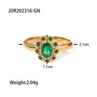 Retro Oval Stainless Steel Inlaid Zircon Artificial Pearls Rings sku image 6