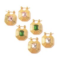Fashion Square Stainless Steel Plating Zircon Drop Earrings 1 Pair main image 2